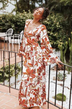 Inala Maxi Dress - Brown Floral