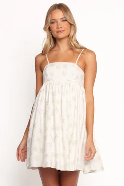 Indira Mini Dress - Ivory Blue Floral