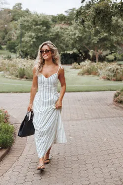 Jordin Maxi Dress - Ivory/Blue Stripe