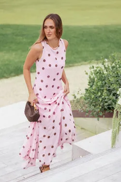 Keani Maxi Dress - Pink Polka Dot