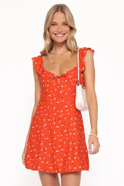 Lacey Mini Dress - Red Floral