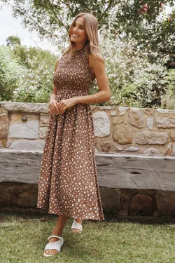 Lanna Maxi Dress - Brown Floral