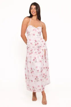Lelia Halterneck Midi Dress - Pink Floral