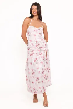 Lelia Halterneck Midi Dress - Pink Floral
