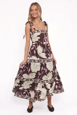 Leonor Maxi Dress - Yellow Brown Floral