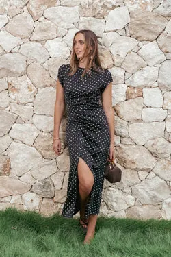 Lisbeth Midi Dress - Black Polka Dot