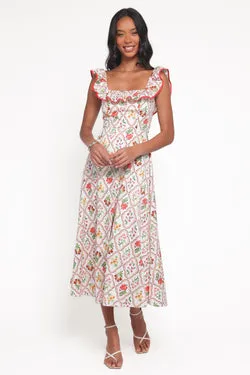 Lucille Maxi Dress - Coral Wildflower