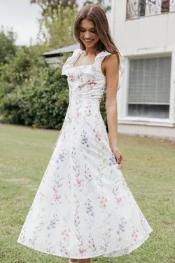 Lucille Maxi Dress - White Floral