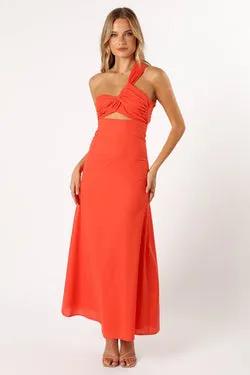 Luna One Shoulder Maxi Dress - Tangerine