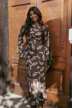 Maia Long Sleeve Maxi Dress - Chocolate Orchid