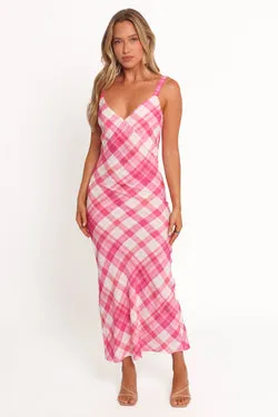Morghan Midi Dress - Pink Check