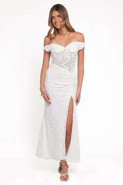 Pascha Off Shoulder Lace Maxi Dress - White