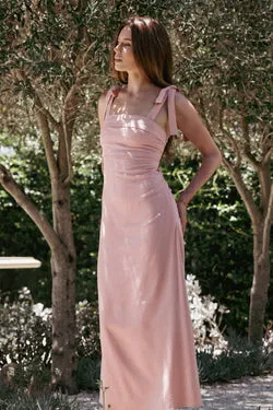 Patterson Tie Shoulder Midi Dress - Blush