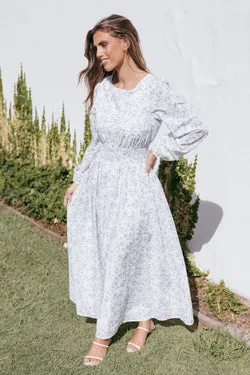 Roman Long Sleeve Maxi Dress - Blue Floral