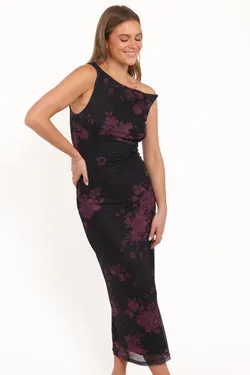 Sharny Midi Dress - Berry Floral