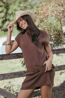 Wright Knit Mini Dress - Chocolate Brown