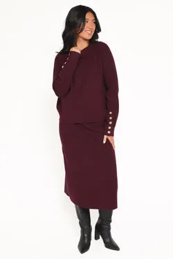 Bridget Maxi Skirt Sweater Set - Maroon