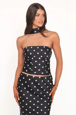 Blaine Halter Top - Black Polka