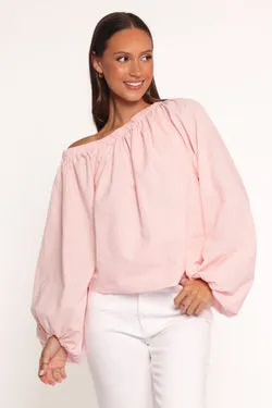 Zion Off Shoulder Long Sleeve Top - Pale Pink