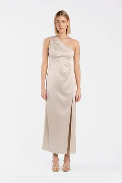 PLISSADO DRESS IN OYSTER