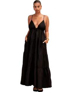 Size M | Posse Linen Maxi Dress