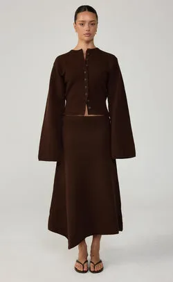 Rain Check Midi Skirt (Dark Chocolate)