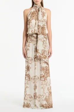 RENAISSANCE GEORGETTE HALTER DRESS