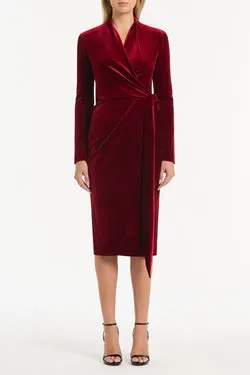 ROUGE VELVET TIE FRONT MIDI DRESS