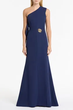 SAPPHIRE CREPE PIEGATO GOWN
