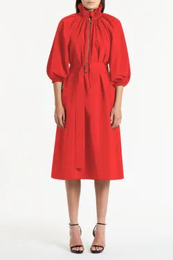 SCARLATTO TAFFETA RUFFLE ZIP DRESS