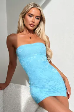 Sedona Lace Strapless Mini Dress - Blue