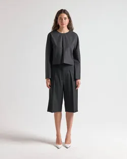 CROP FLARED SLEEVE TOP - BLACK