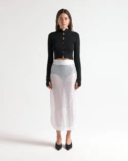 LACE CURVE SKIRT - WHITE