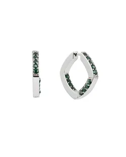 Malachite Thick Accent Hoops Silver