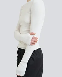 Merino Thumbhole Crewneck - White