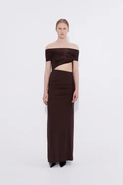 Off Shoulder Maxi Burgundy