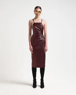 BARED BACK DRESS - MERLOT