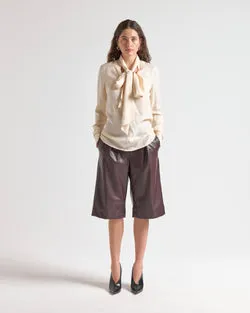 SCARF NECK SHIRT - CREAM