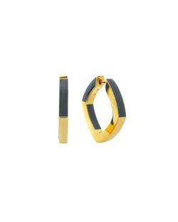Enamel Thick Accent Hoop Blue & Gold