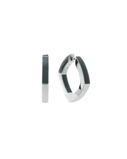 Enamel Thick Accent Hoop Blue & Silver