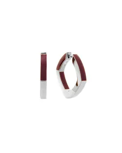 Enamel Thick Accent Hoop Burgundy & Silver