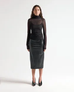 TRANSPARENCY HIGH NECK TOP - BLACK