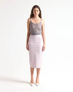 VEGAN LEATHER PENCIL SKIRT - PALE PINK