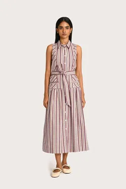 Birdie Dress - Fawn Lavender Stripe