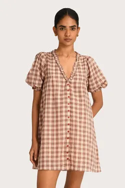 Mabel Mini Dress - Harvest Shimmer Check