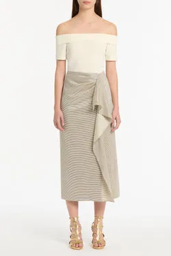 STRIPED GOLD RUFFLE FRONT SKIRT