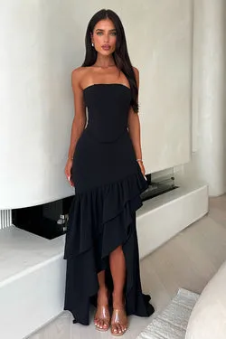 Thalassa Strapless Corset Maxi Dress - Black