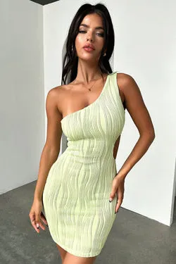 Trami One Shoulder Mini Dress - Green