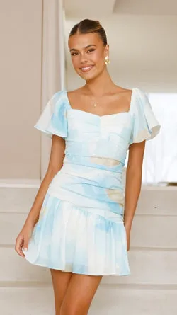 Laury Mini Dress - Blue Floral