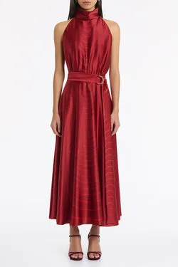 UNDERCURRENT SILK VISCOSE STRETCH HALTER DRESS